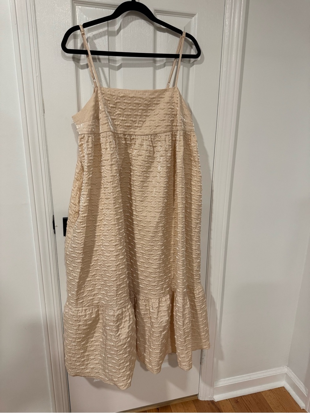 Kika Vargas Cream Textured Midi Dress
